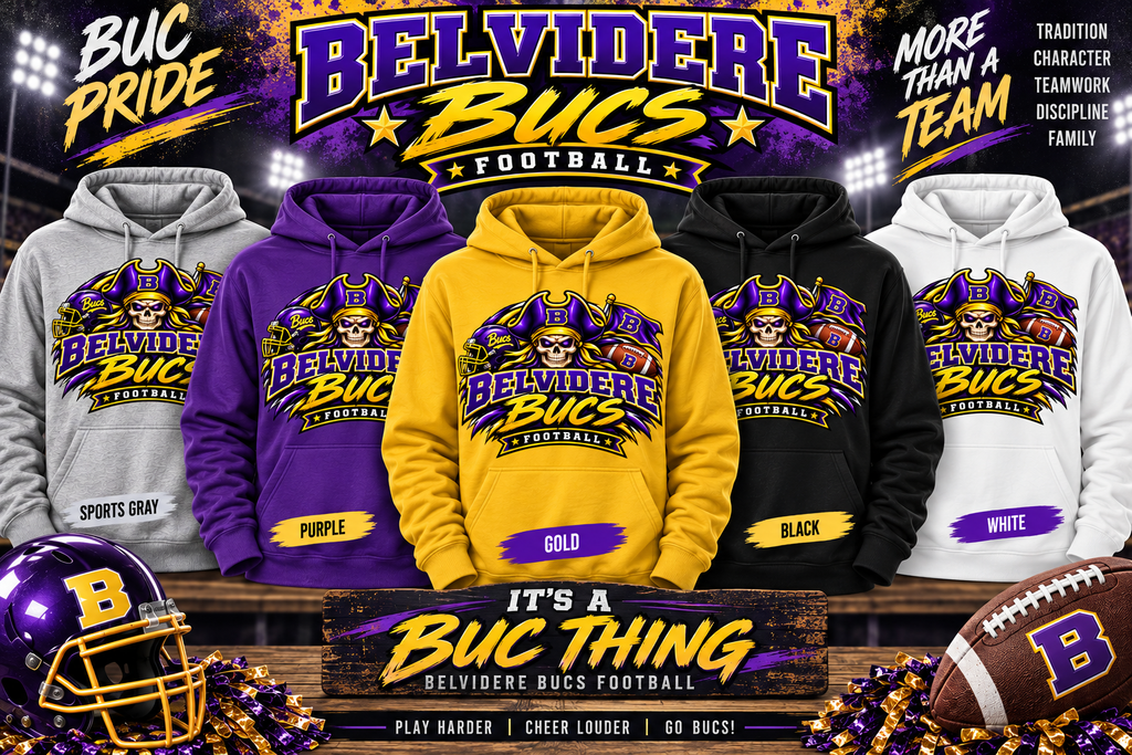 🏈 Belvidere Bucs Football Hoodies 💜💛