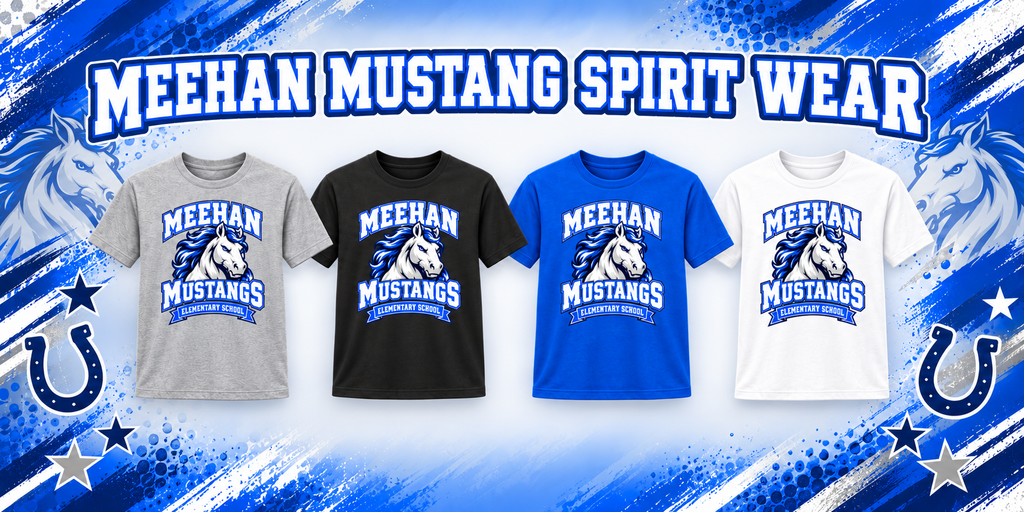 Meehan Mustangs Elementary School Spirit Wear Adult  T-shirt