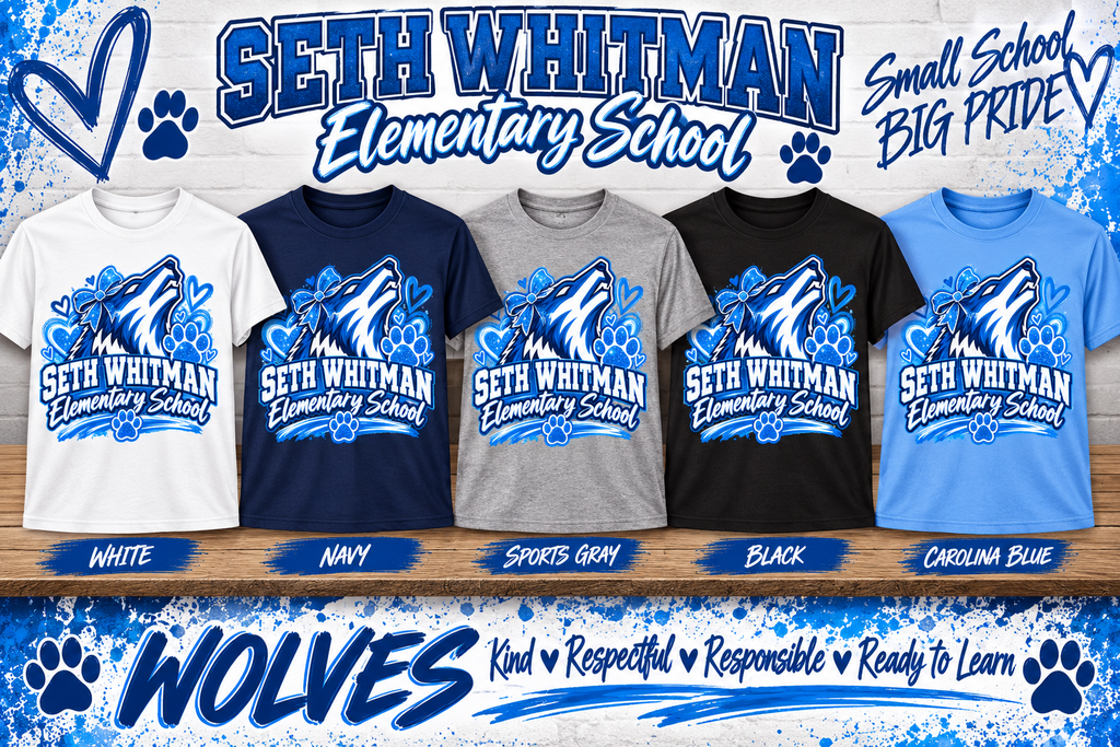 🐺 Seth Whitman Elementary Wolves Spirit Wear (Bow & Hearts)