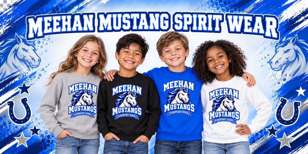 Meehan Mustangs Elementary School Spirit Wear Youth Crewneck