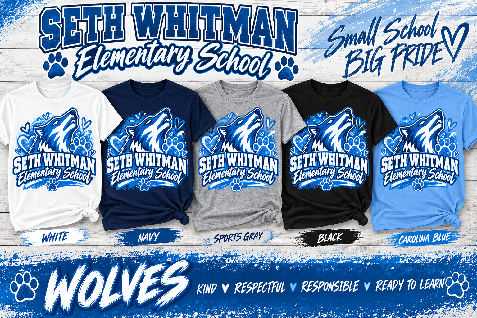 🐺 Seth Whitman Elementary Wolves Spirit Wear (Hearts)