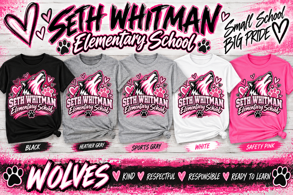 🐺 Seth Whitman Elementary Wolves Spirit Wear with Pink Design